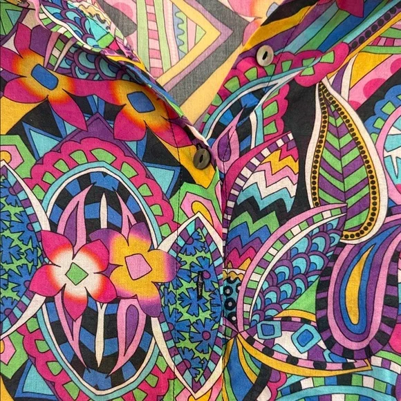 Johnny Was Multicolor Floral Geometric Blouse - Picture 4 of 9